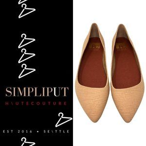 BC REBEL SLIP ON FLATS POINTED TOE ASYMMETRICAL VAMP NEUTRAL NUDE SIZE 7 NWT